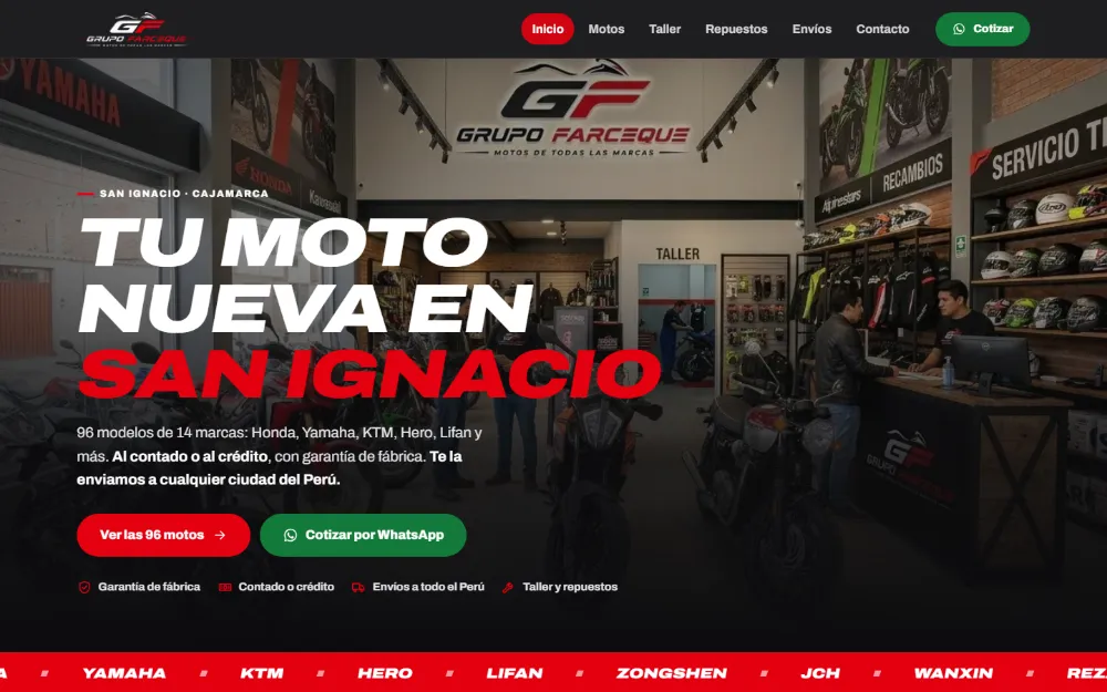 Página web de Grupo Farceque hecha por Global Systech Perú